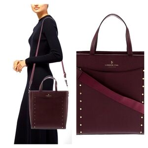 London Fog Sophia Studded Tote Plum